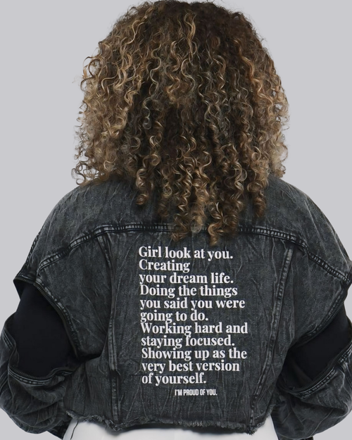 Cropped Denim Zip Sleeve Jacket