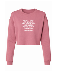 Proverbs Woman Crop Sweatshirt