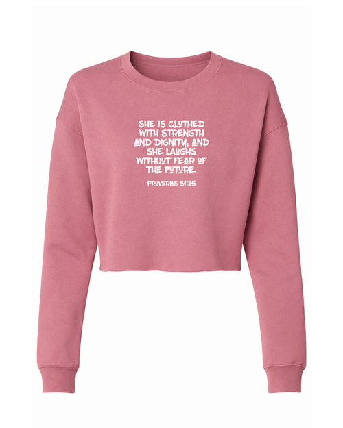 Proverbs Woman Crop Sweatshirt