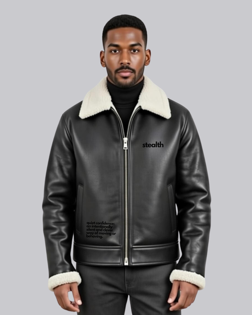 Stealth Leather Aviator Jacket