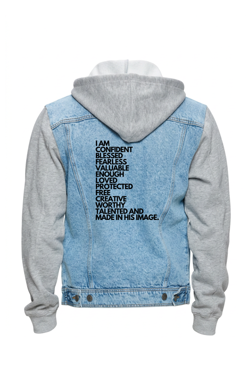 "I Am" Hooded Denim Jacket
