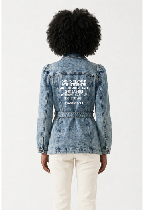 Proverbs 31 Denim Utility Jacket