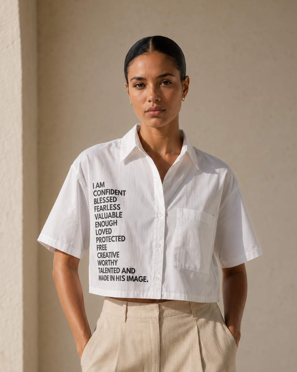 Affirmations Crop Button-up
