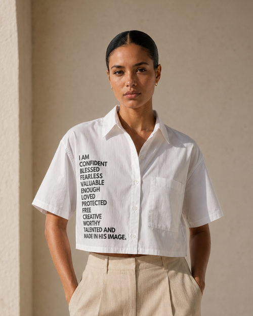 Affirmations Crop Button-up